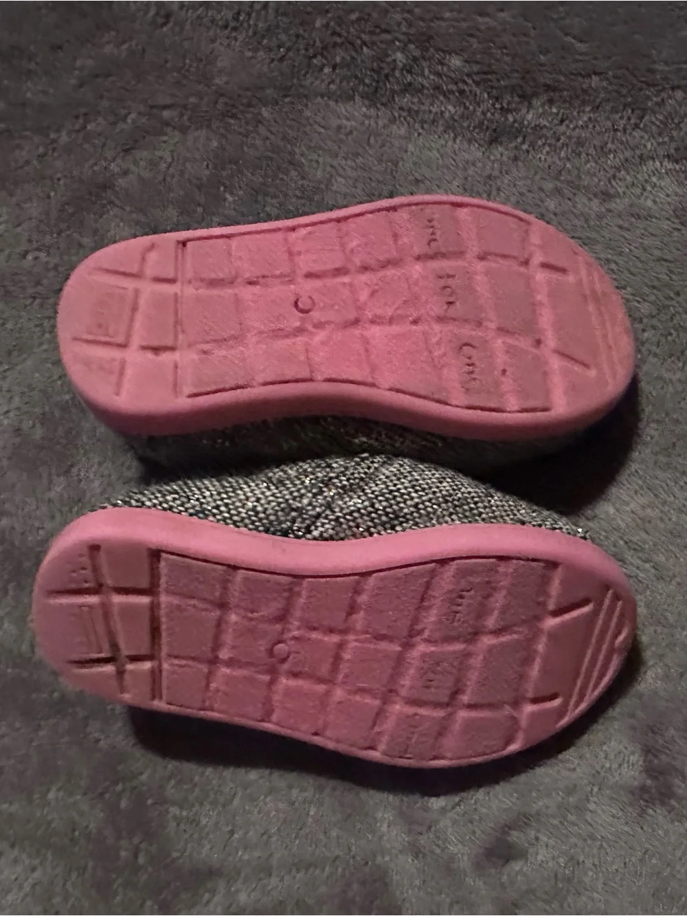 TOMS Toddler Girls T5 Wool Blend Sparkle Slip On Shoes Pink Sole Fleece Lined EU